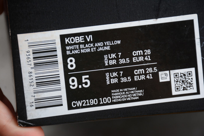 nike kobe 6 protro white del sol pop cw2190-100