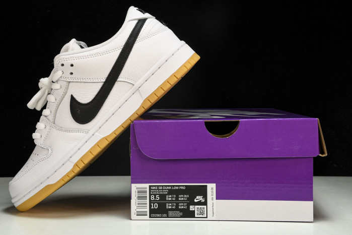 nike sb dunk low pro white gum - cd2563-101